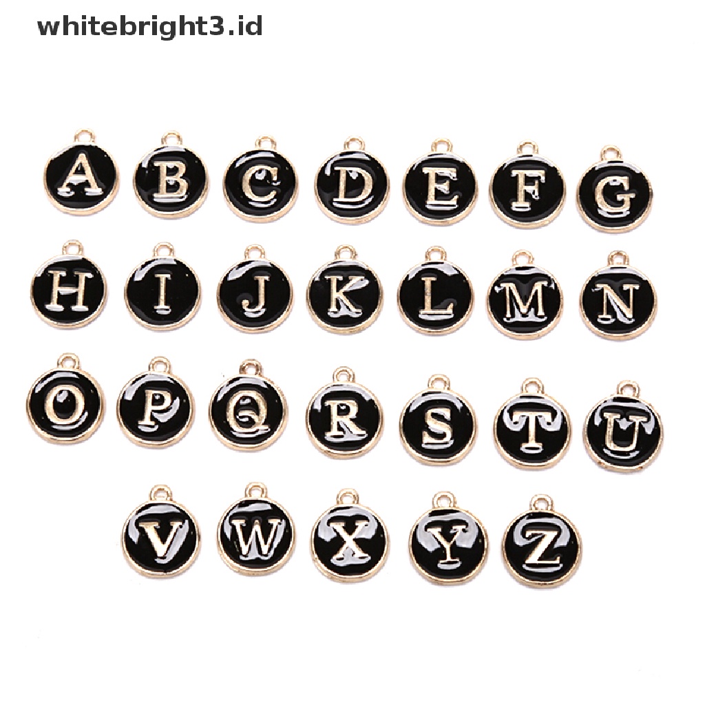 {whitebright3.id} 26Pcs Letter Alphabet Charms Initial Letter Bracelet Jewelry DIY Craft Making ,