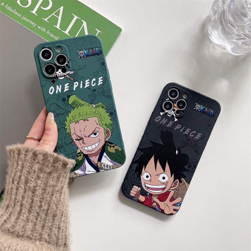 cartoon one piece case iphone 11 pro max 13 12 pro max cute case XR Xs max 7 8 plus se2020 square pattern soft shell shockproof case