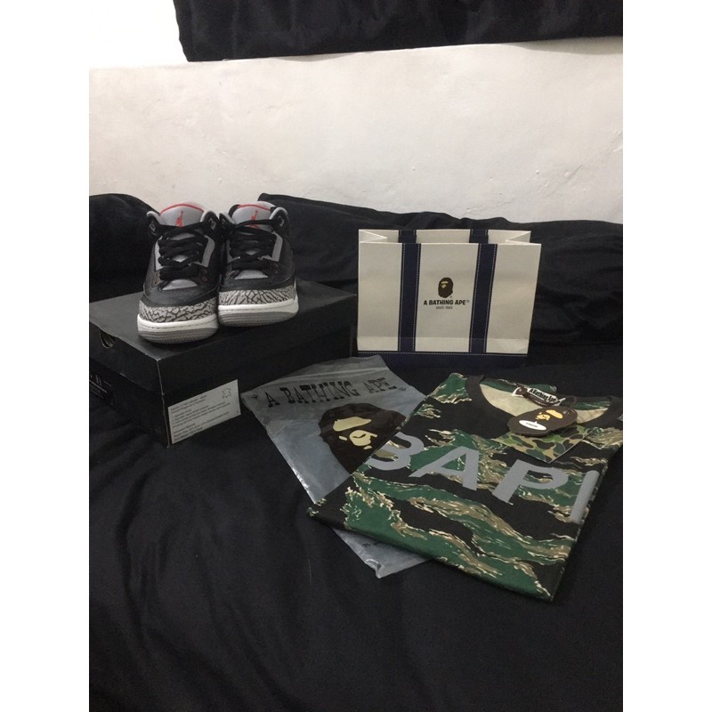 Air Jordan 3 GS Black Cement & Bape SS16 Camo Tiger Reflective