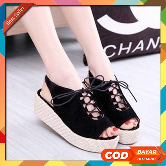 Promo Murah Sepatu Kerja Wanita Wedges 7Cm Jelly Shoes Merk Glanzton Sepatu Sandal Wedges Wanita