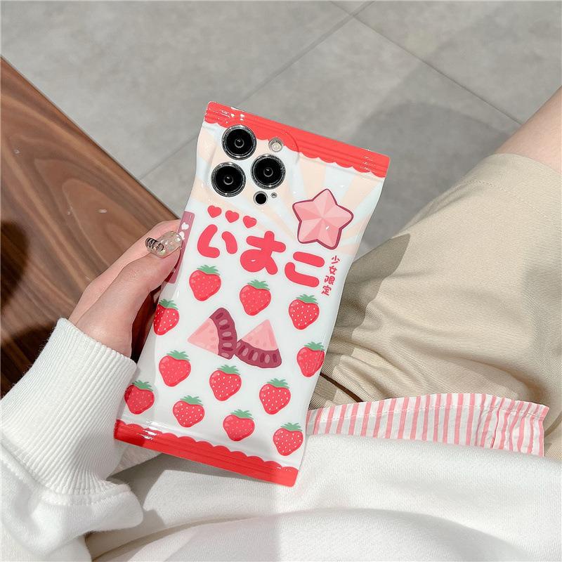 Ins Casing Iphone 13x11 Xs Max Shockproof Motif Strawberry Coklat Lucu Untuk Wanita