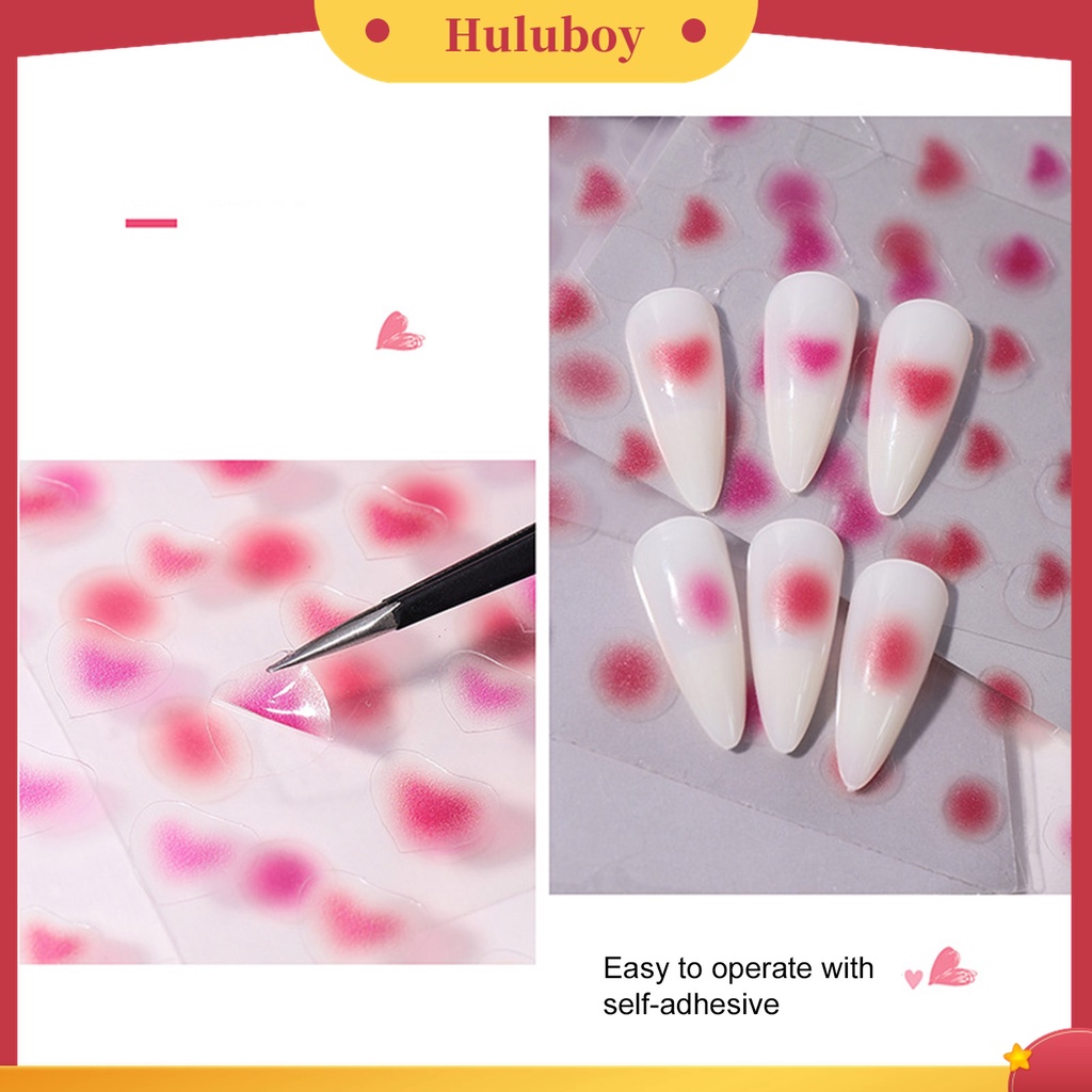 Huluboy Huluboy♡ Stiker Kuku 3D Warna Pink Gradasi Untuk Manicure