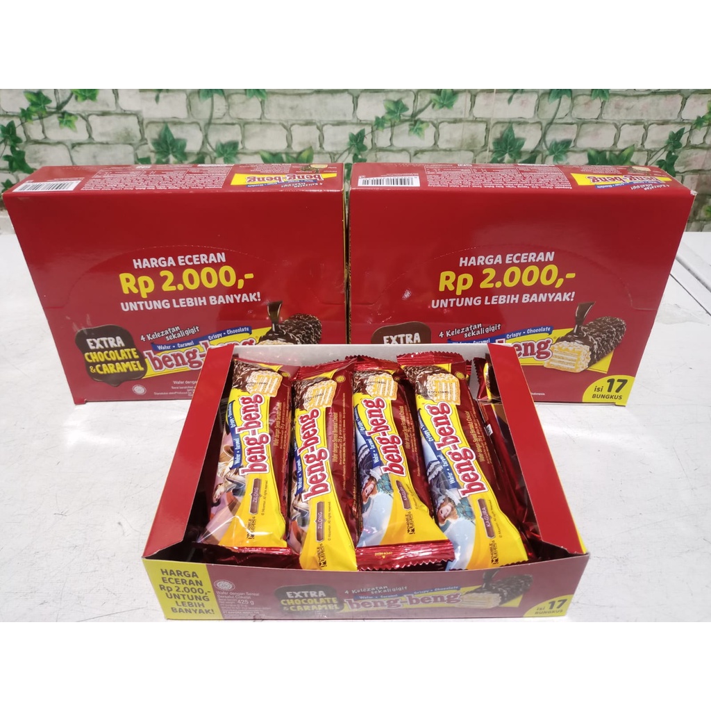 

Beng Beng Regular - Extra Chocolate & Caramel Beng-Beng Wafer Coklat 25gr [ 1 Box @17pcs ]