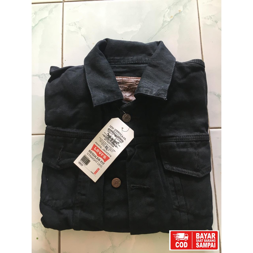 SEGERA MILIKI JAKET JEANS DENIM PRIA TERLARIS HITAM / JAKET LEVIS PRIA Ss99