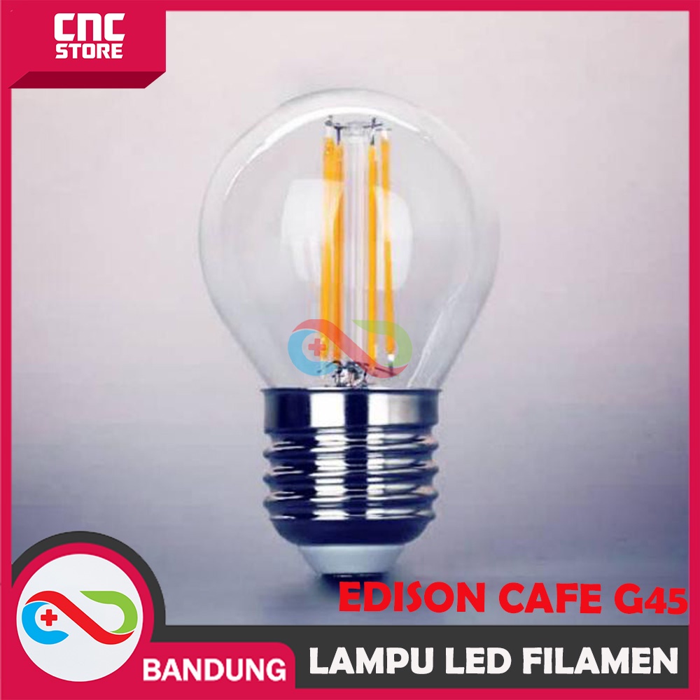 LAMPU LED FILAMEN 4 WATT BOHLAM PIJAR, EDISON CAFE G45 ST64 KACABENING WARM