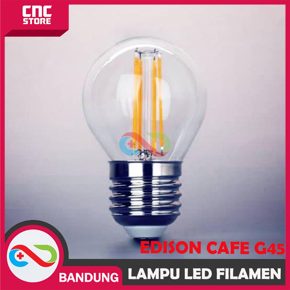 LAMPU LED FILAMEN 4 WATT BOHLAM PIJAR, EDISON CAFE G45 ST64 KACABENING WARM