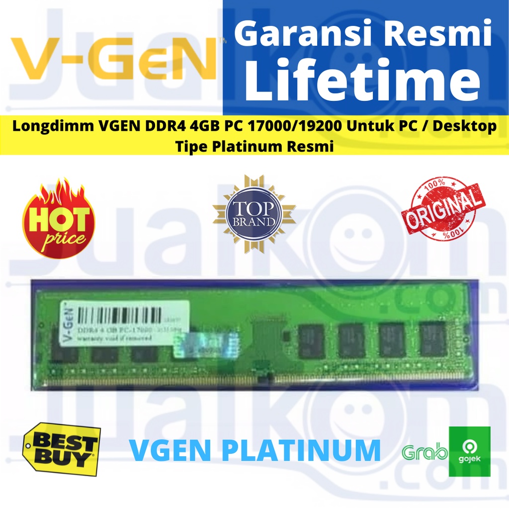 V-Gen Longdimm DDR4 4GB V GEN PC 17000 19200 21300 VGEN TIPE PLATINUM Resmi