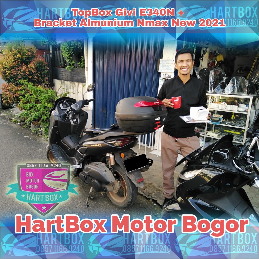 Yamaha Nmax Givi E340N Box Motor Plus Bracket Almunium Touring Mudik Harian | Breket Motor TopBox E 