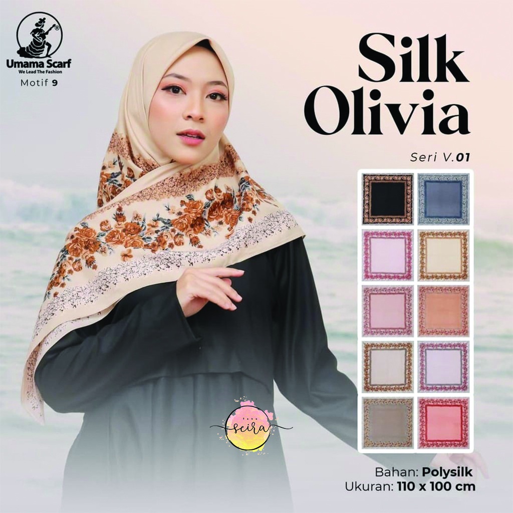 [BISA COD] Umama Kerudung / Hijab Silk Olivia Motif (Bisa Pilih Motif)-A9
