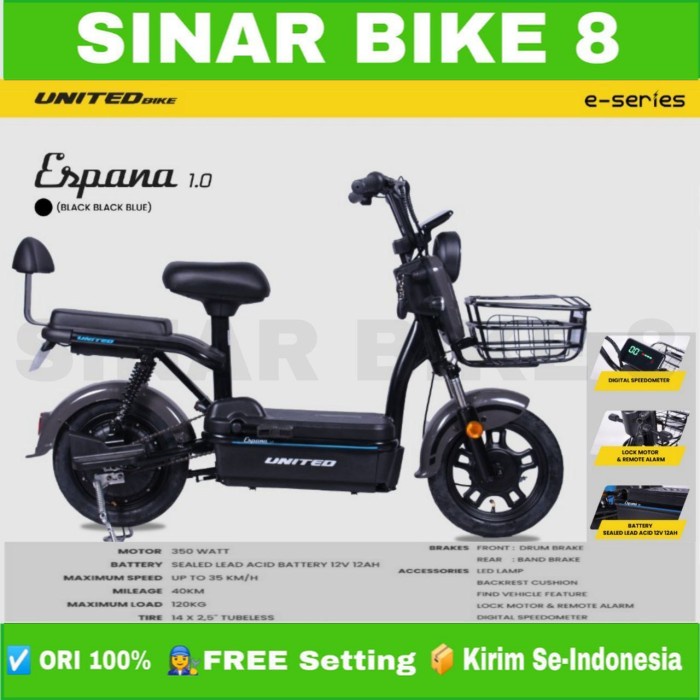 Sepeda Listrik Electric Bike UNITED ESPANA 1.0 Electric E Bike 350 Watt By United