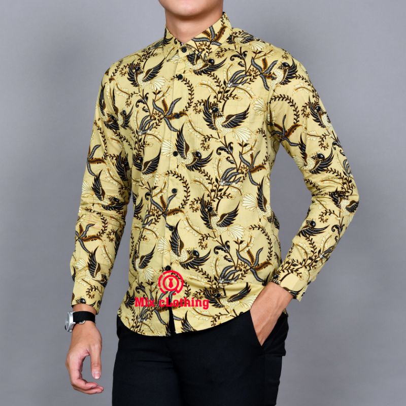 Baju Batik Pria Slimfit / Kemeja Batik Pria Lengan Panjang / Hem Distro Katun Print Batik LBL1674