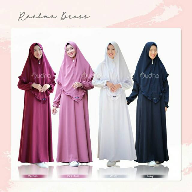 Rachma Dress Audina/Gamis Audina Polos/Gamis Navy/Gamis Biru Dongker/Baju Muslimah Simpel Adem Nyama