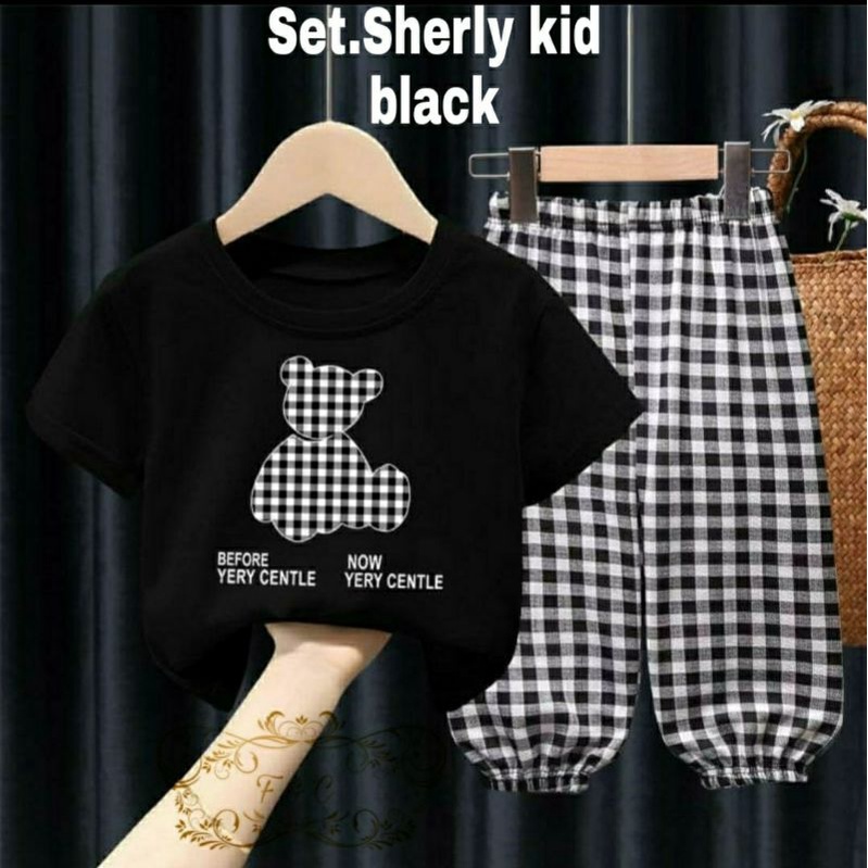 3 UKURAN S M L PAKAIAN ANAK PEREMPUAN SETELAN SET SHERLY KID BABYTERRY KATUK KOTAK FEHM