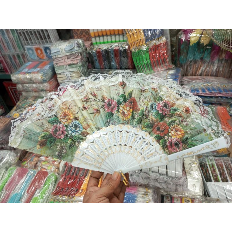 Kipas spanyol renda impor/souvenir pernikahan kipas putih