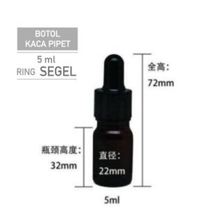 BOTOL PIPET KACA AMBER - 5ML - COKLAT - RING SEGEL