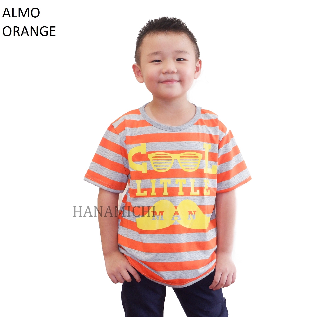 Hanamichi ALMO Kaos Sablon Anak Lengan Pendek Salur Bergambar