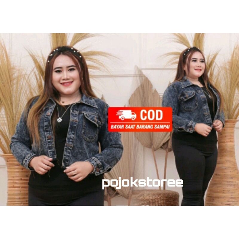 JAKET JEANS WANITA KEKINIAN MODEL CROP RAWIS OVERSIZE JAKET CROP REPUBLIC GIRLS JAKET JINS CROP JUMB