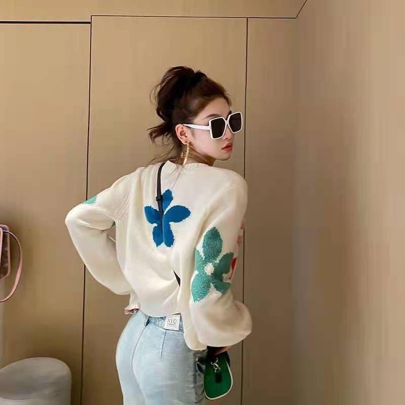 Big Flower Fury Knit Cardigan import outterwear korea sweater