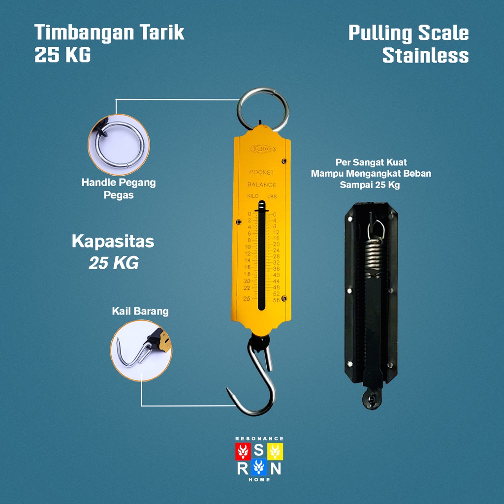 Timbangan Tarik 25kg l Timbangan Gantung l Per l Besot l Pocket Balances Resonance Home