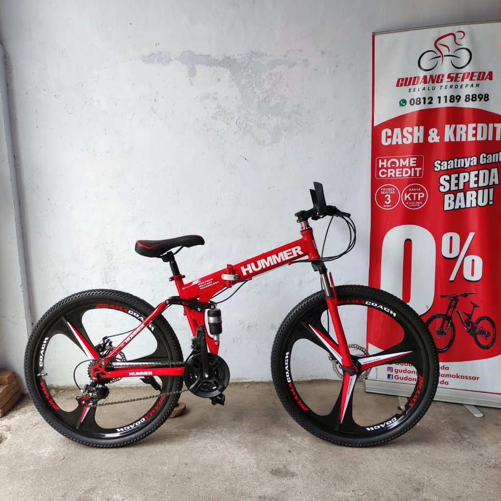 Sepeda Gunung MTB Lipat HUMMER Mountain Bike 26 Inch