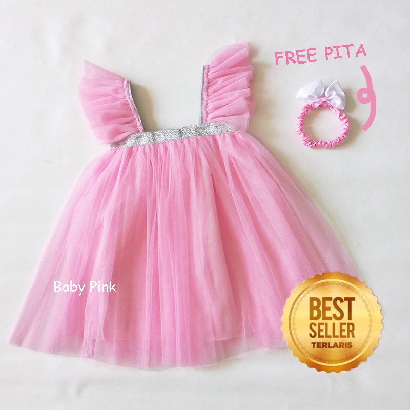 Dress Bayi Perempuan 1 Tahun Import Warna Hitam Putih Earth Tone Gaun Pesta Baby 12 Bulan - 18 Bulan Ala Korea GRATIS PITA Dress Tutu Anak Cewek Adem Bahan Soft Tulle Trend 2022 KA168