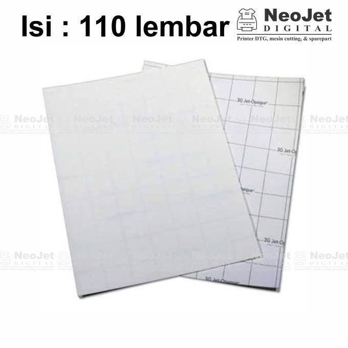 

TRANSFER PAPER KERTAS TRANSFER 3G OPAQUE A4 ISI 110 LEMBAR + BONUS XBV5615EA