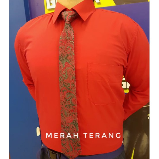 Kemeja Polos Pria Lengan Tangan Hem Panjang Formal Kerja Kantor Katun Dasi Seragam Warna Jas Alisan