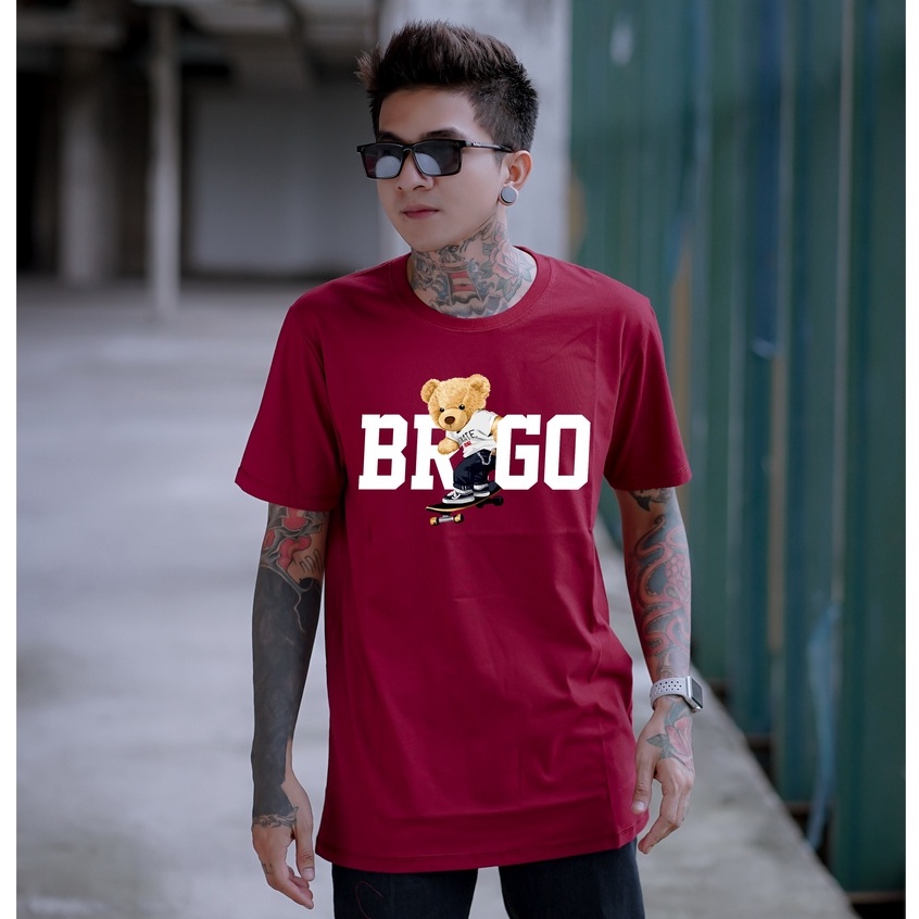 BRIGO Kaos Lengan Pendek Bear Skateboard II Kaos Distro BRIGO Beruang Skateboard II Kaos Katun Combed M-XL ( Pria &amp; Wanita )