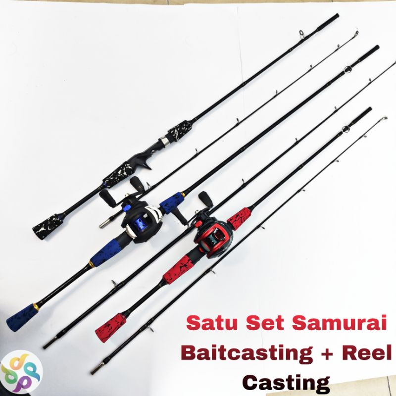 Satu set joran casting fiber solid padat murah ajiro samurai baitcasting 165 180 198 210 cm