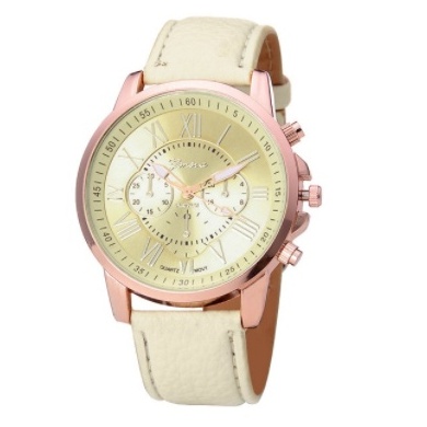 ✅COD J100 Jam Tangan Geneva Leather Quartz Fashion Wanita Import Murah Jakarta-Coklat Muda