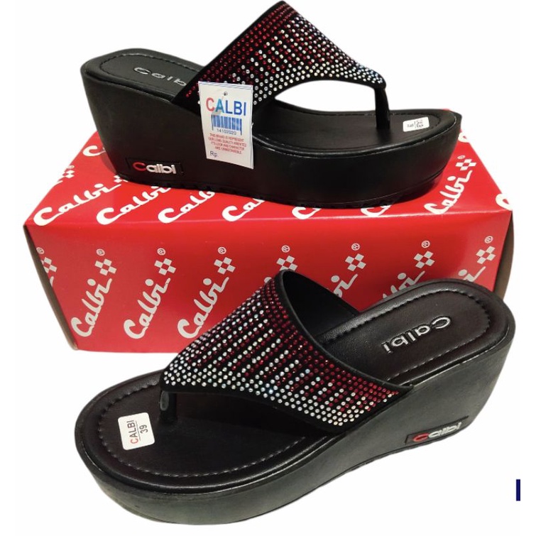 [ BEST SELLER CALBI ORI LOKAL ] SANDAL WEDGES CALBI | SANDAL WEDGES CEWEK | SANDAL JAPIT WEDGES CEWEK | SANDAL CEWEK WEDGES TERLARIS-Wedges Grimis J