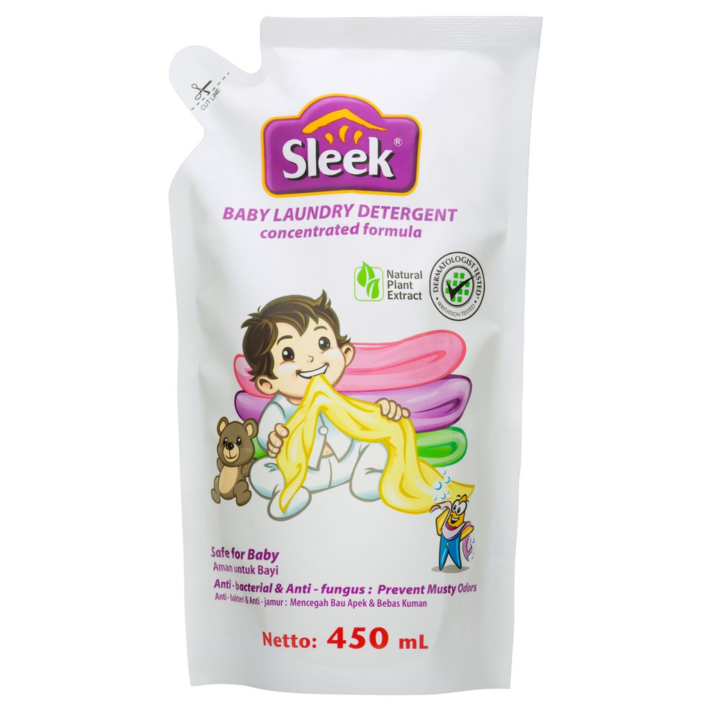 Sleek Baby Laundry Detergent Liquid Pouch 450ML Deterjen Bayi Cair