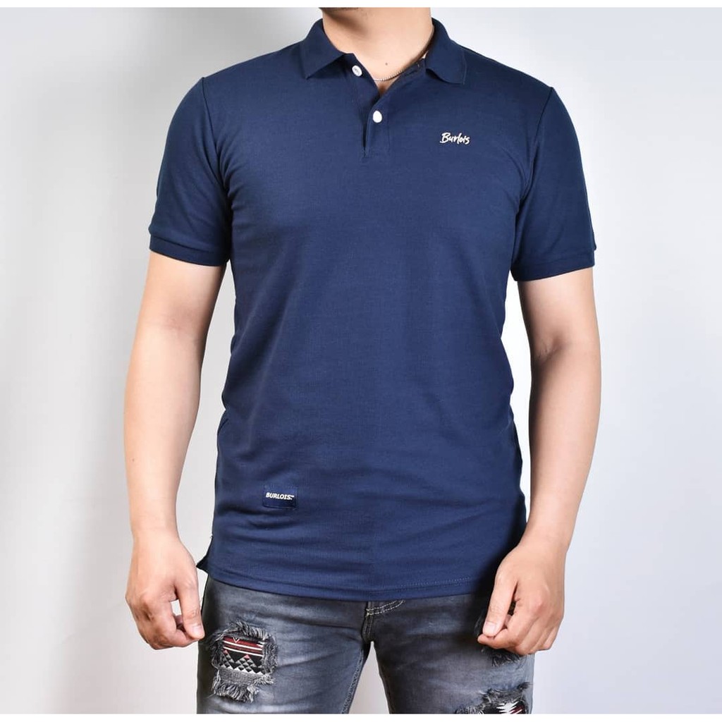 Burlois Store Kaos Burlois Kerah Pria Polo T-shirt Cotton Wangki Dark Navy