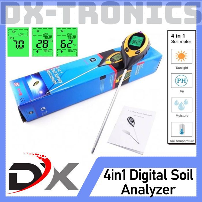 Digital Soil Analyzer Tester Alat Ukur pH Tanah 4 in 1