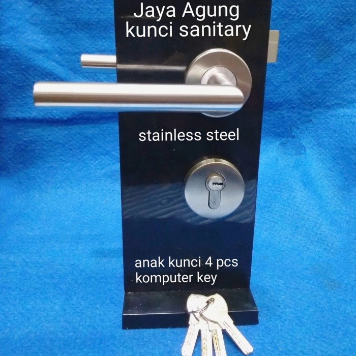 Kunci Pintu - Handle Kunci Pintu Rumah Bulat Lurus +Kunci