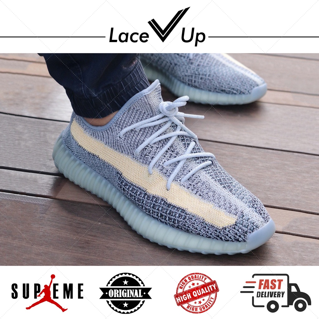 Tali Sepatu Reflective Yeezy 350 V2 Linen Ash Blue Shoelaces