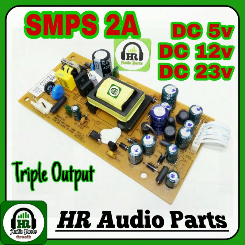 Smps Triple Output DC 5v 12v 23v 2A for Tone Control / PreAmp / Echo Mic / Mp3 dll