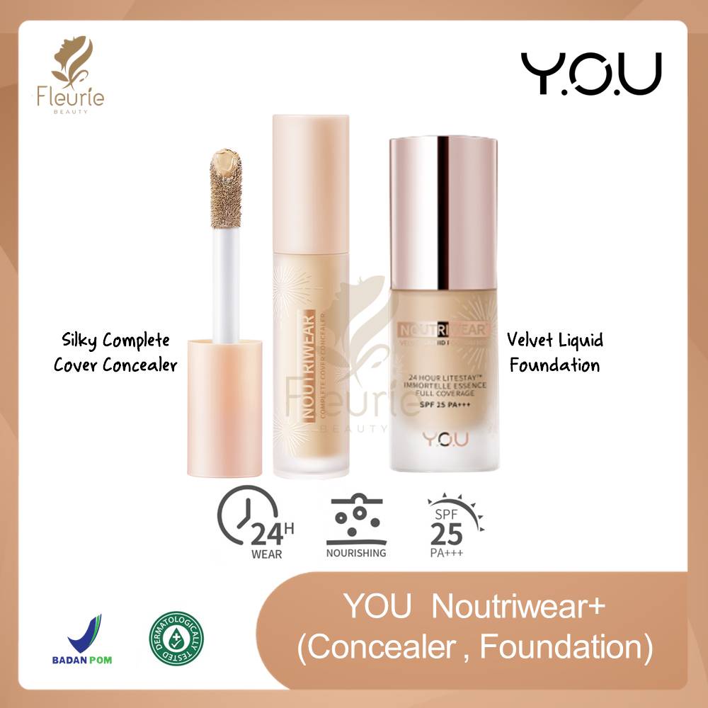 YOU Noutriwear+ Silky Complete Cover Concealer / Velvet Liquid Foundation Original BPOM