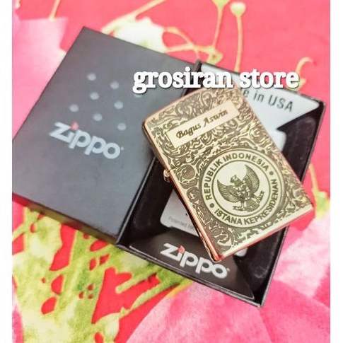 zippo istana presiden batik custom logo nama grafir kado souvenir