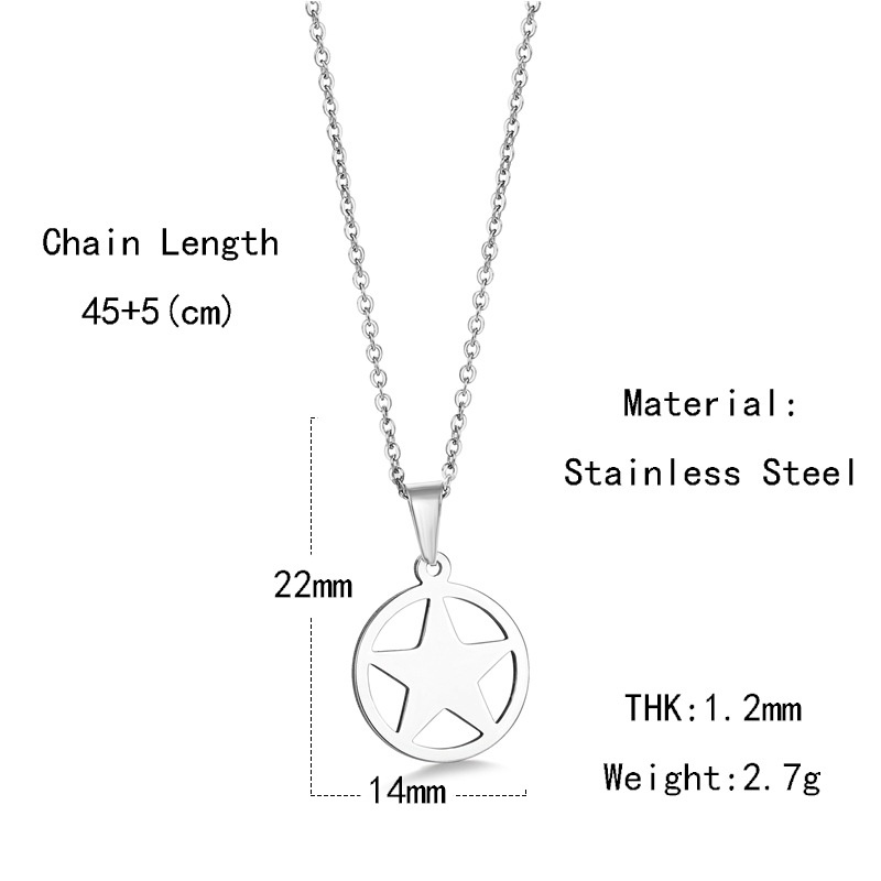 Eropa dan Amerika populer kesederhanaan bintang lima kalung mengkilap stainless steel liontin titani