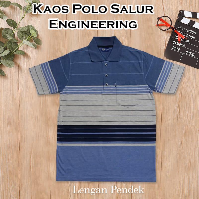 Noveli wear - Kaos kerah pria dewasa motip salur stripe saku lengan pendek 7880