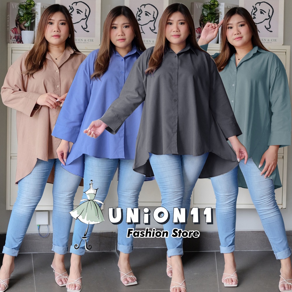 UNION11 - KEMEJA WANITA JUMBO / KEMEJA BIGSIZE XXXXL / KEMEJA KERJA WANITA / ATASAN JUMBO WANITA LD 130 / KEMEJA JUMBO WANITA BISA MUAT BB 100 KG