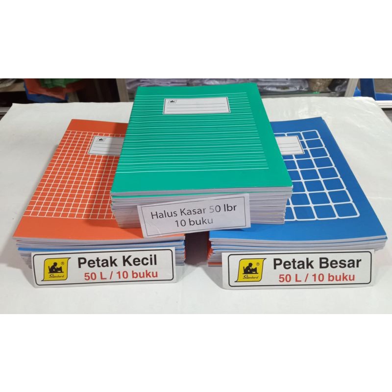 

Buku Standard 50 Lembar Petak Besar, Petak Kecil & Halus Kasar