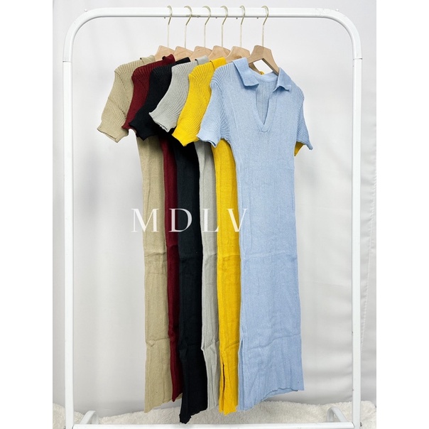 MDLV ~ Dress Airin Rajut Dress Bodycon Slide Samping