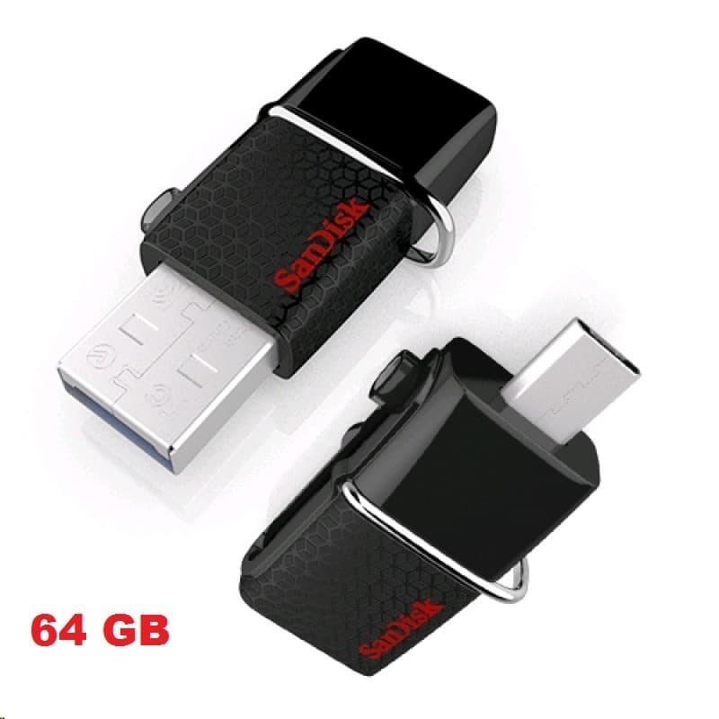 FLASHDISK OTG USB 3.0 SANDISK 64GB BLACK (SDDD2) / DUAL USB DRIVE OTG 64GB
