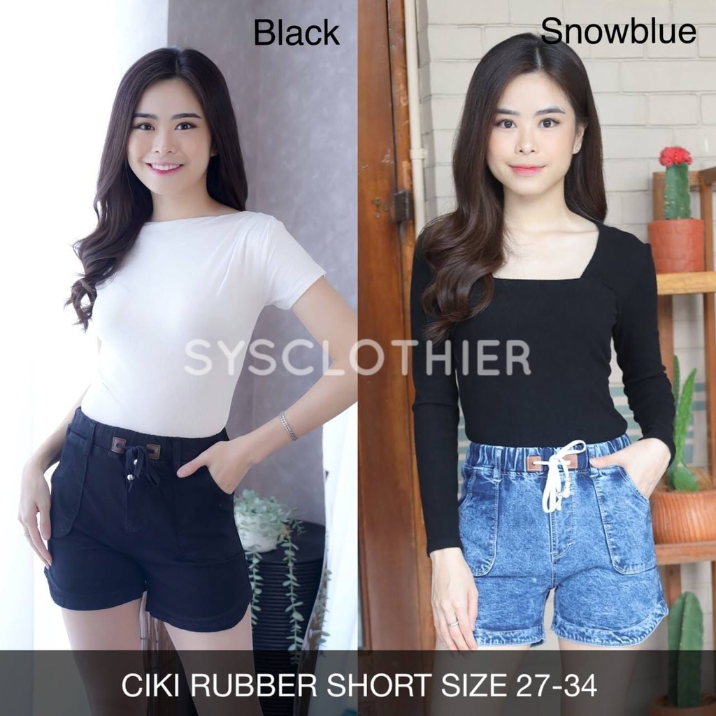 CELANA JEANS  WANITA CIKI RUBBER SHORT -SYS CLOTHIER