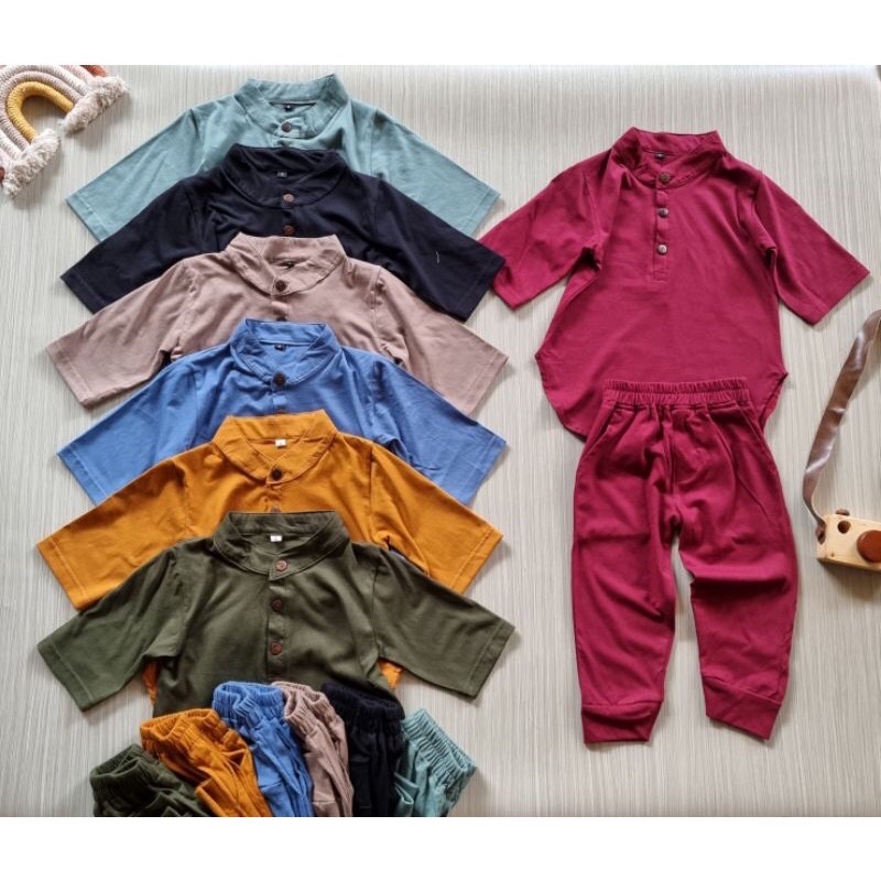 Kaos Koko Seragam Ayah Anak Kerah - Ayah (hanya atasan), Anak (setelan)