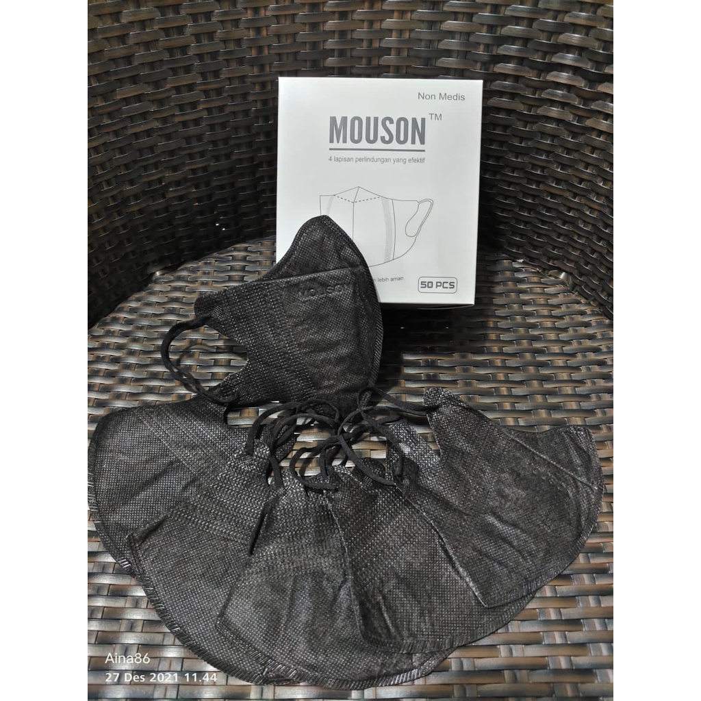 MASKER DUCKBILL MOUSON / DUCKBILL HITAM PUTIH 4 PLY / ISI 50 PCS