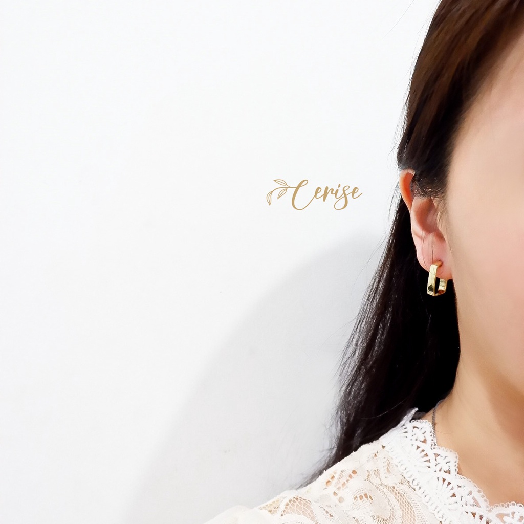 Giada Earrings | Anting tusuk kotak emas gold korea gaya retro cantik aksesoris wanita trendy stylish