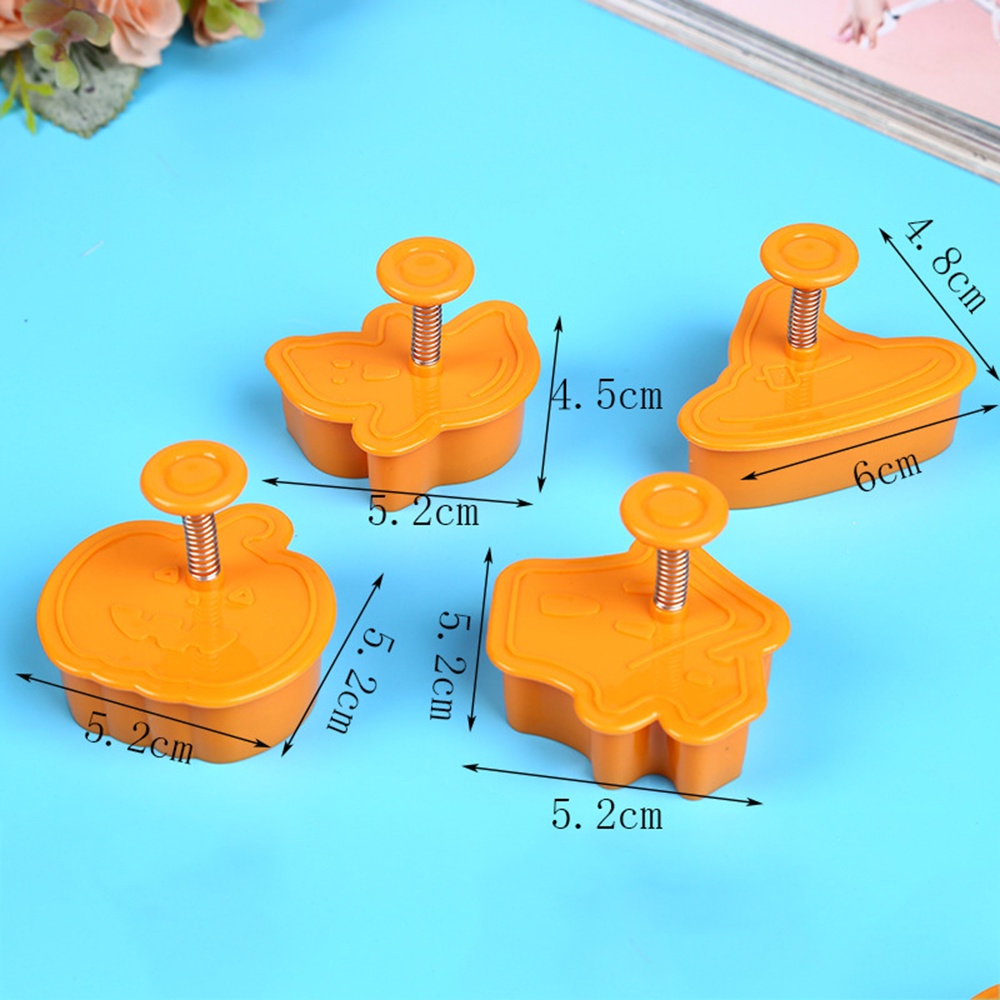 New 4pcs Cookie Stamp Biscuit Mold 3D Cookie Plunger Cutter DIY Baking Mould Halloween Cookie Cutters OW